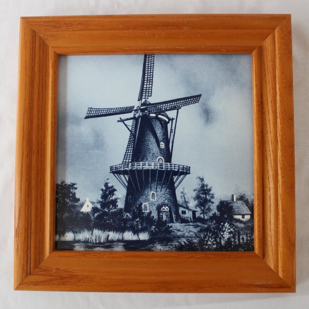 Vintage Holland Blue And White Delft Decorative Ceramic tile